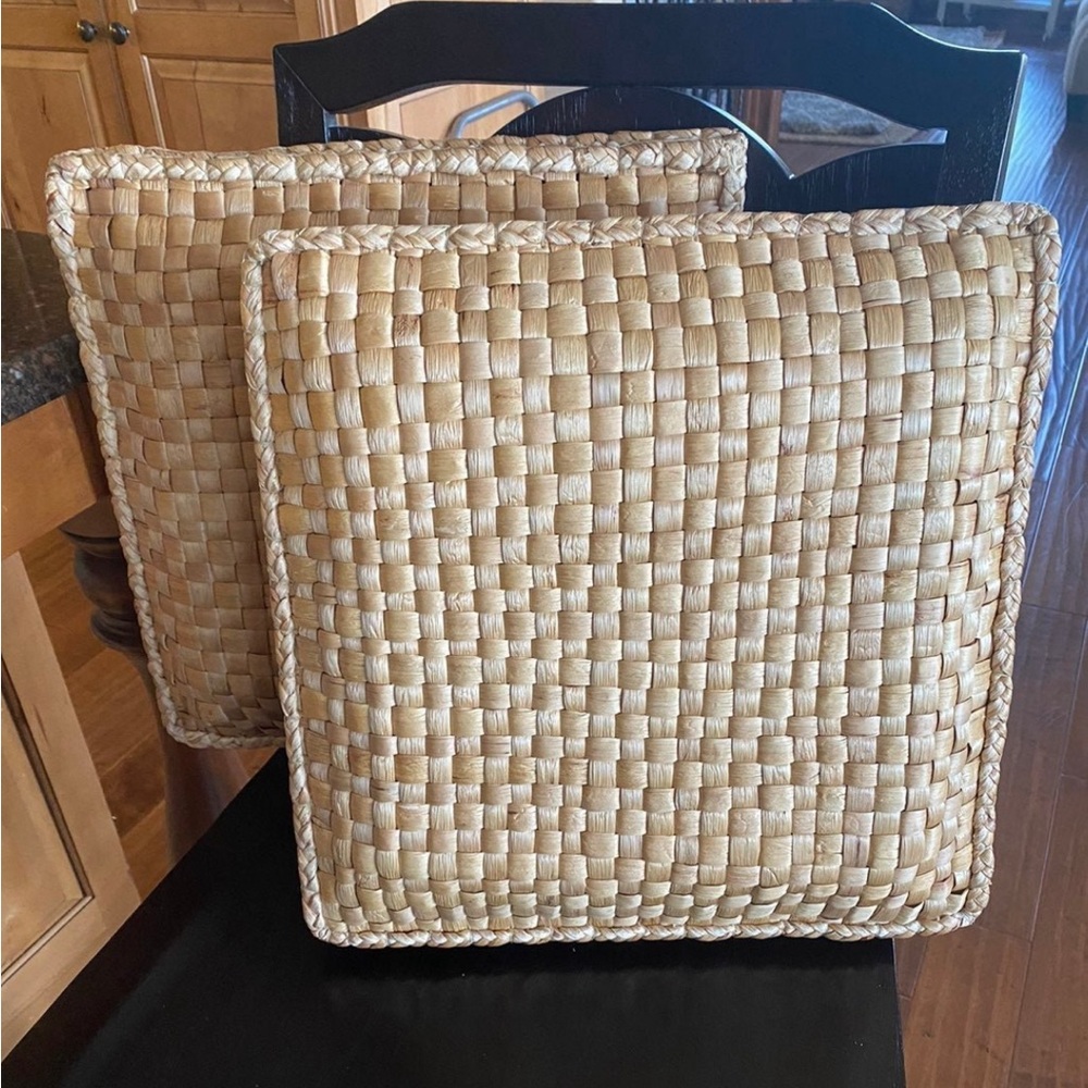 Japanese Style Handcrafted Eco-Friendly basket weave straw cushion (2 total)